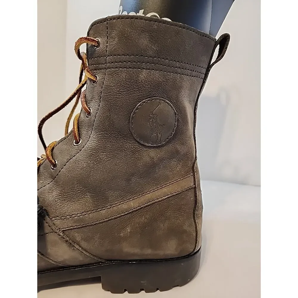 Polo Ralph Lauren Ranger Buckle Boots Mens Grey/Olive Nubuck Leather Sz 13